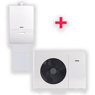 Foto van de  ATAG I36ECZ combiketel + ATAG Energion M Hybrid All ODM4 hybride warmtepomp (op=op)